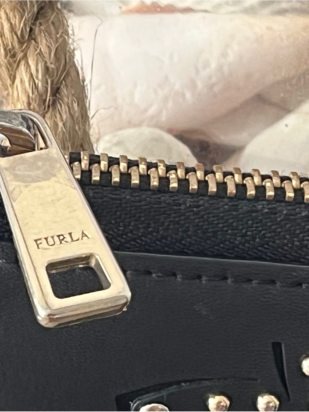 Furla Black Studded Floral Cutout Wristlet - Picture 2 of 7